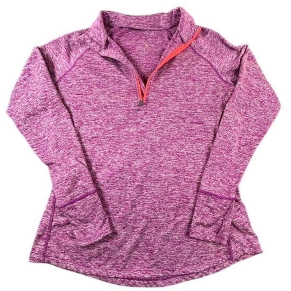 Tangerine Women's Heather Purple Quarter Zip Active Pullover Shirt Jacket LG
